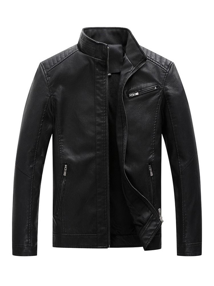 Veste Slim Unie À Col Montant Et Fermeture Éclair Pour Hommes