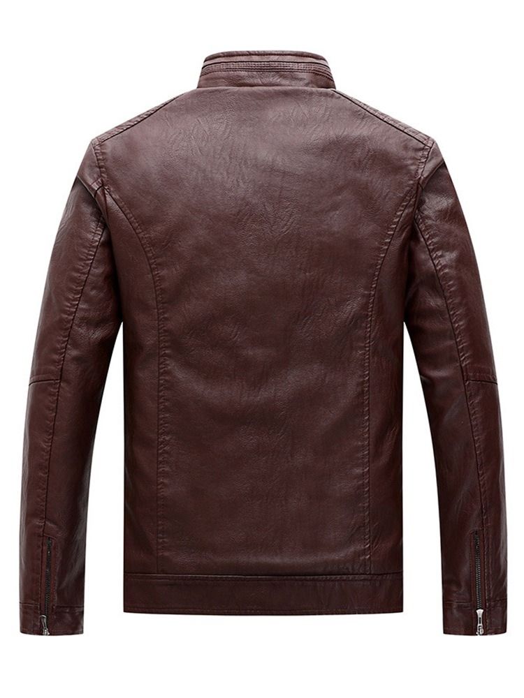 Veste Slim Unie À Col Montant Et Fermeture Éclair Pour Hommes