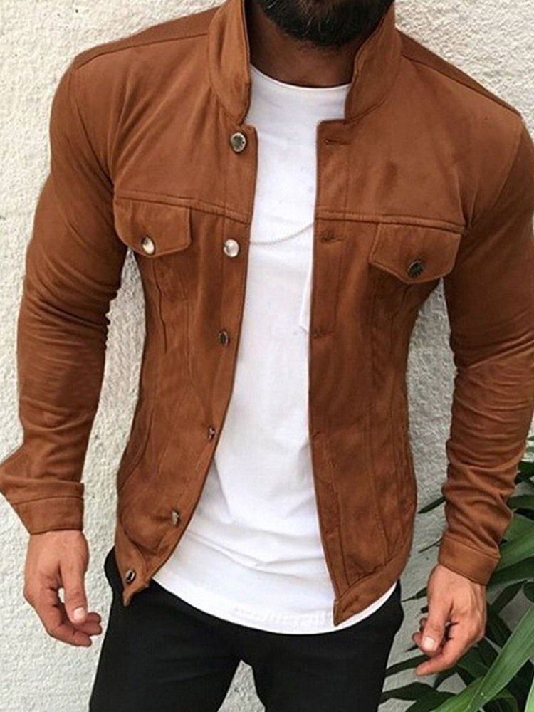 Veste Slim Unie D'automne À Revers Avec Poche Pour Hommes