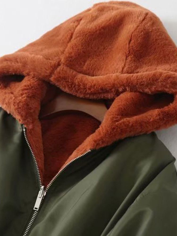 Veste Standard À Capuche À Manches Longues Et Fermeture Éclair Pour Femmes