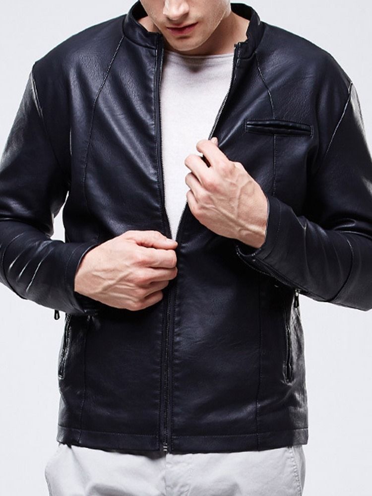 Veste Unie À Col Montant Pour Hommes