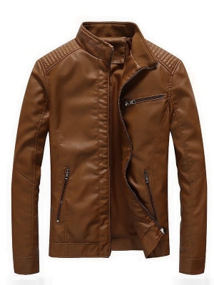 Veste Unie À Col Montant Zippé Pour Hommes