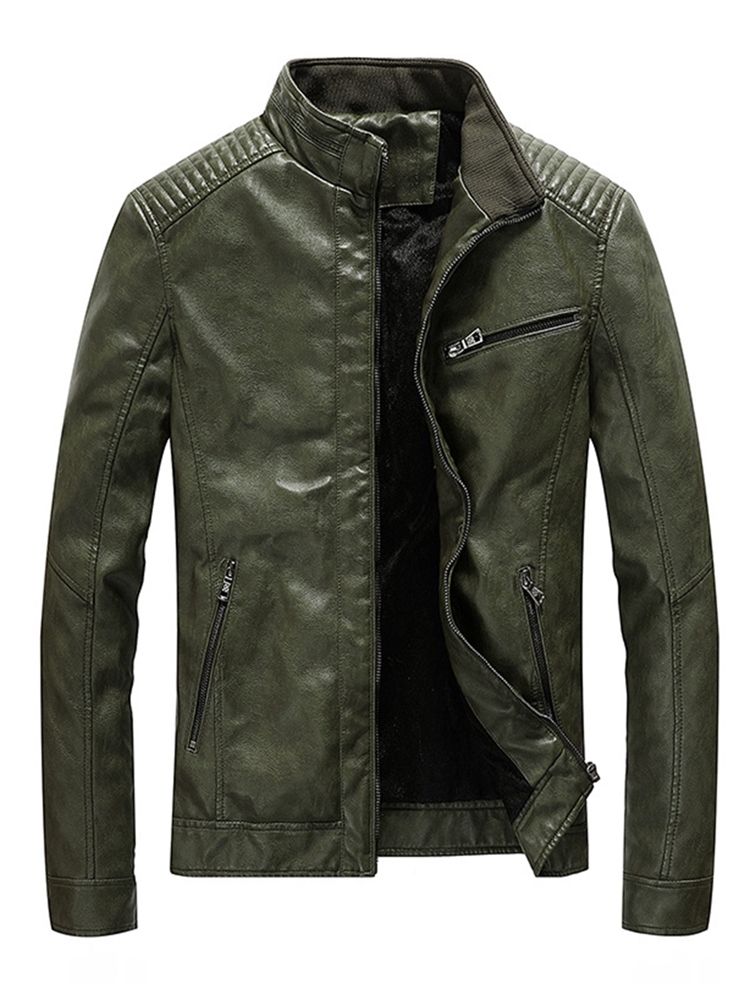 Veste Unie À Col Montant Zippé Pour Hommes