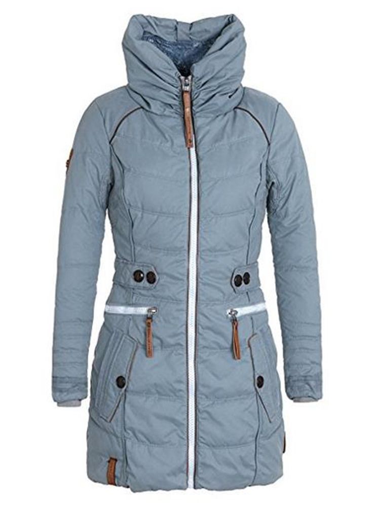 Veste Unie Mi-longue À Col Montant Pour Femme