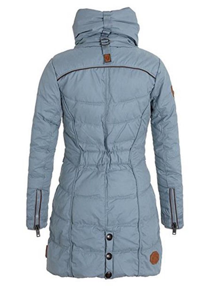 Veste Unie Mi-longue À Col Montant Pour Femme