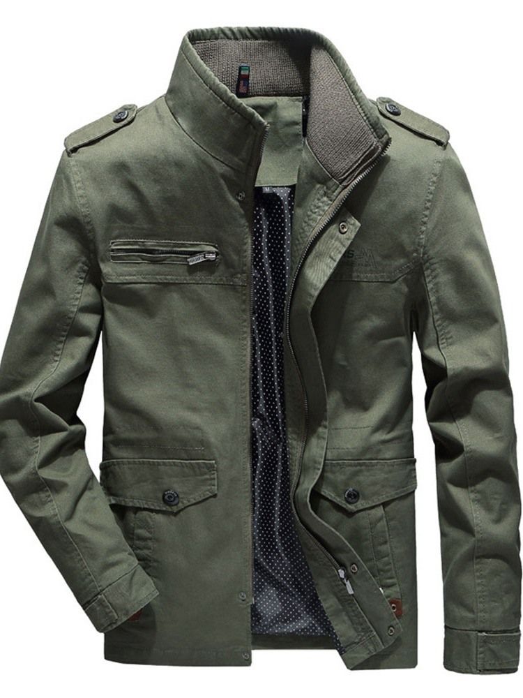 Veste Zippée À Glissière Unie À Col Montant Pour Hommes