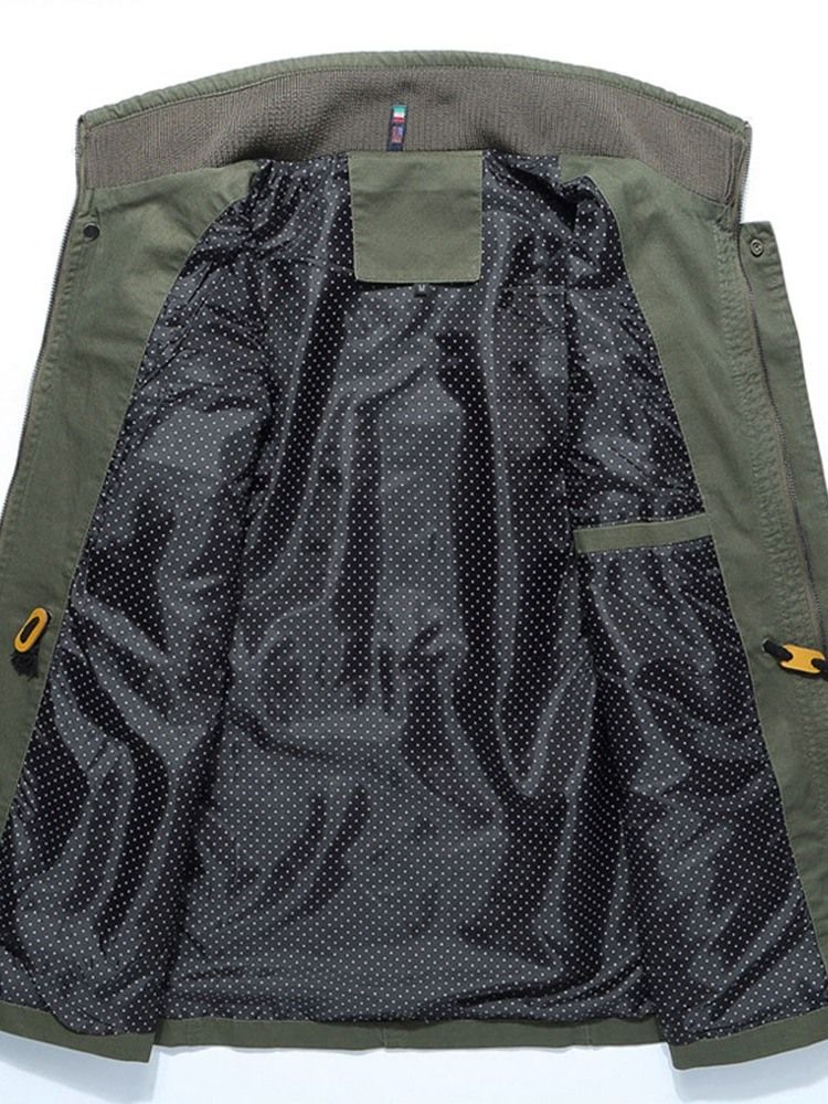 Veste Zippée À Glissière Unie À Col Montant Pour Hommes