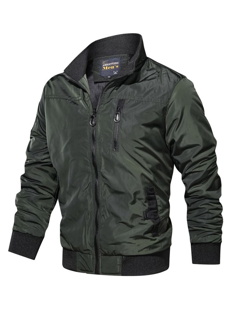 Veste Zippée Pour Hommes Avec Col Montant Et Bloc De Couleur