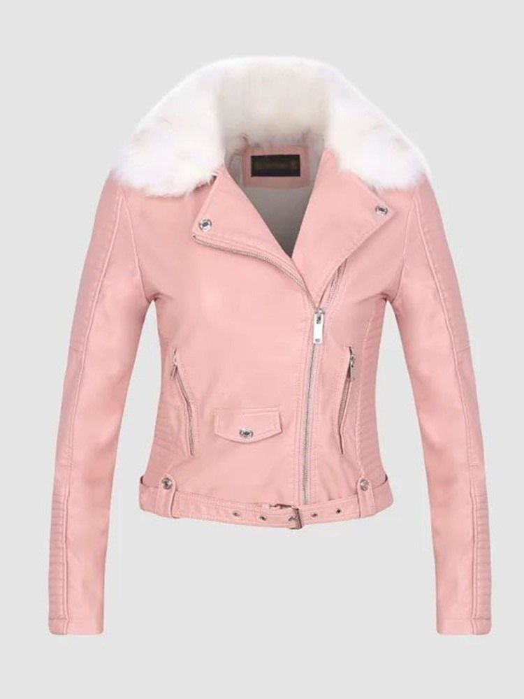 Veste Zippée Mince Pu Printemps Pu Pour Femme