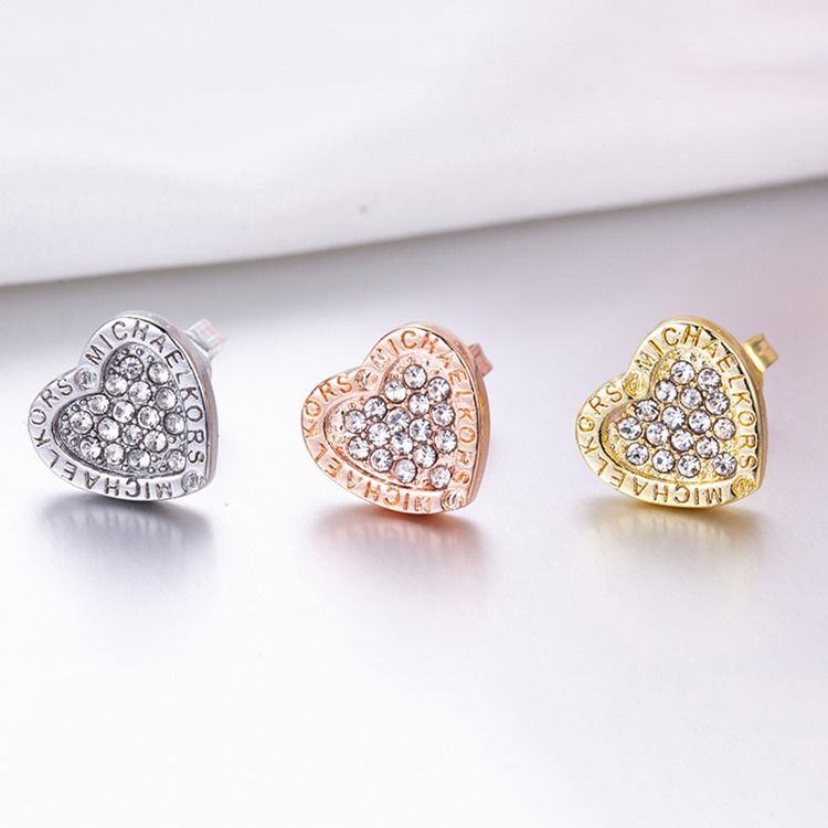 Boucles D'oreilles Avec Strass Coeur