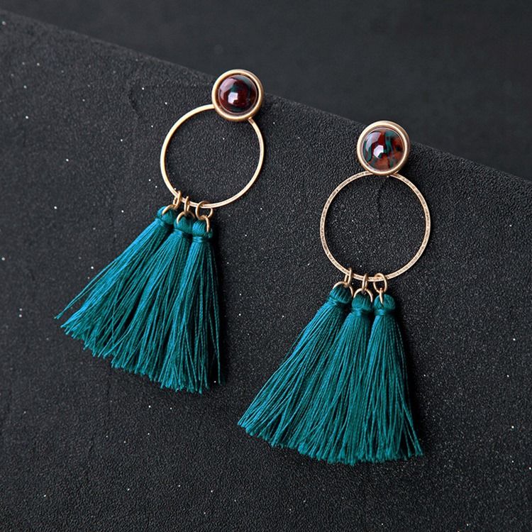 Boucles D'oreilles De Bal En Alliage Bleu Paon