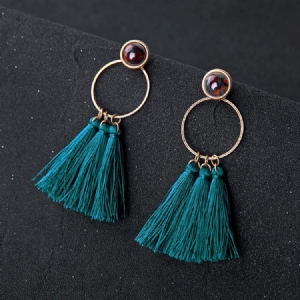 Boucles D'oreilles De Bal En Alliage Bleu Paon