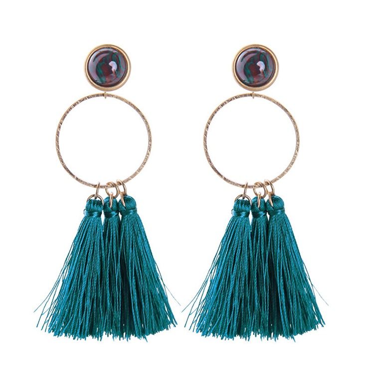 Boucles D'oreilles De Bal En Alliage Bleu Paon