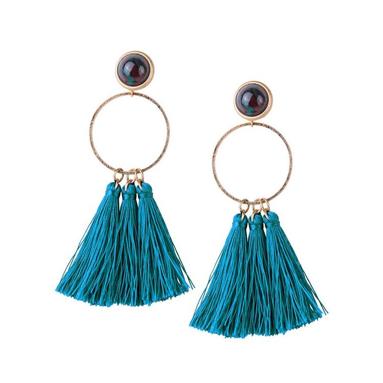 Boucles D'oreilles De Bal En Alliage Bleu Paon