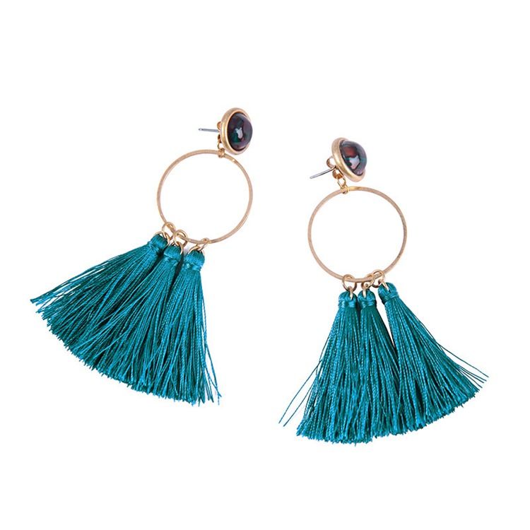 Boucles D'oreilles De Bal En Alliage Bleu Paon