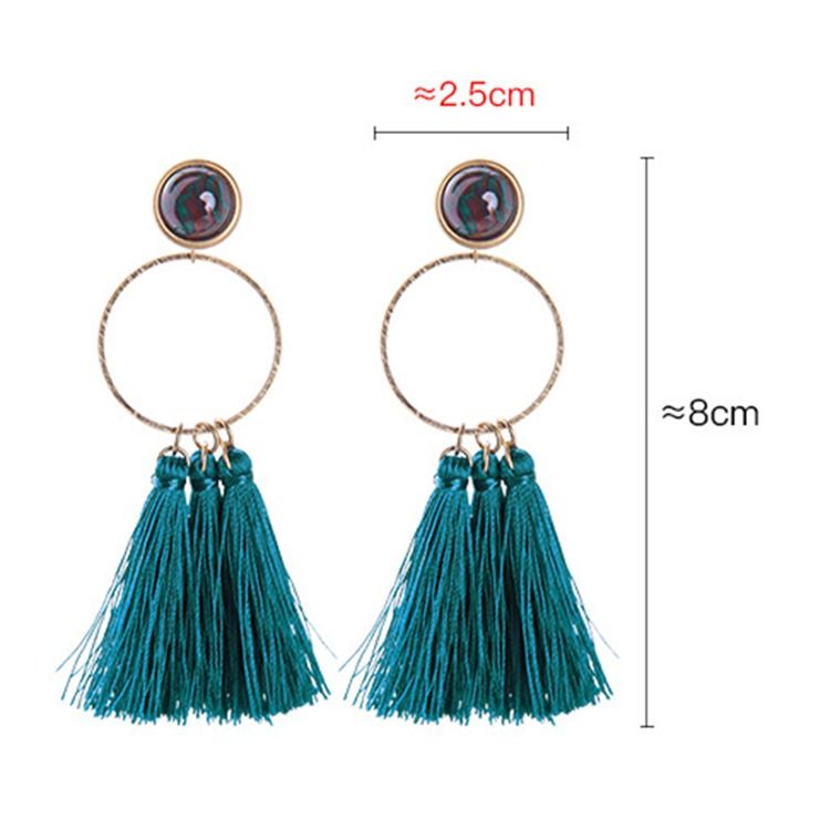 Boucles D'oreilles De Bal En Alliage Bleu Paon