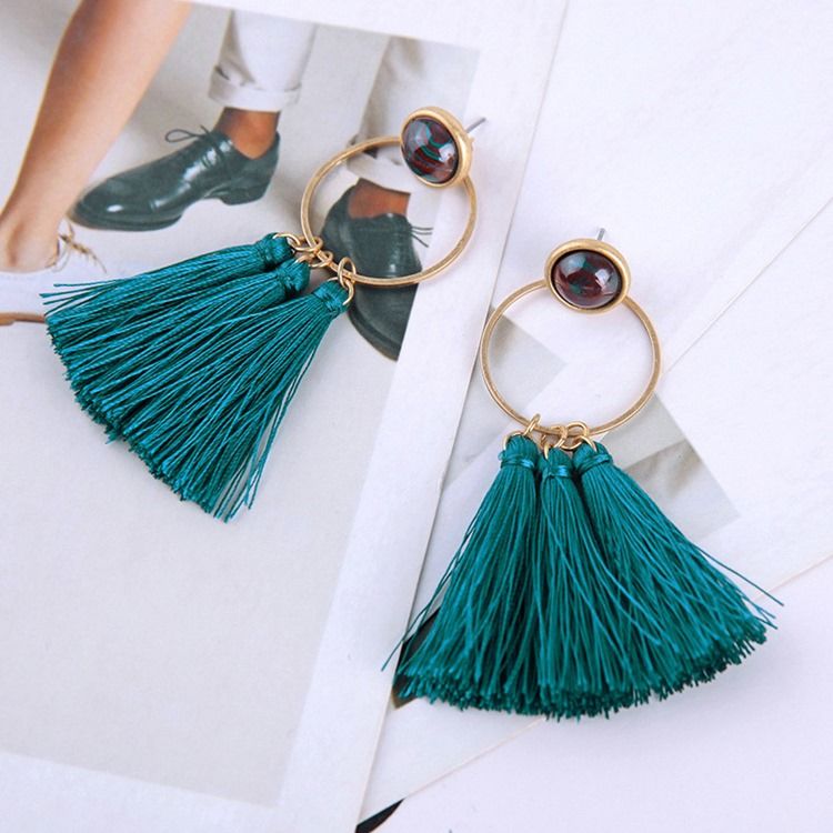 Boucles D'oreilles De Bal En Alliage Bleu Paon