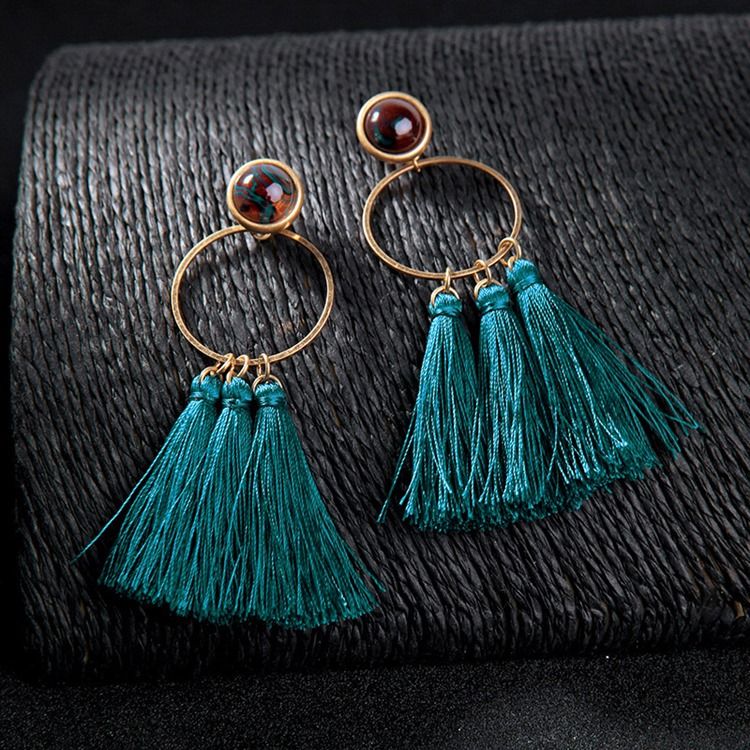 Boucles D'oreilles De Bal En Alliage Bleu Paon