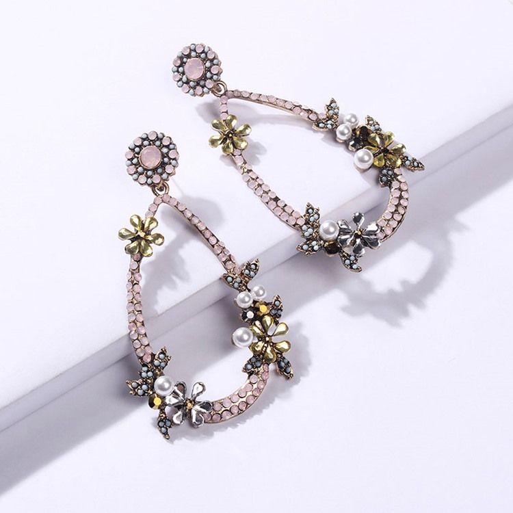 Boucles D'oreilles De Bal Avec Strass Floraux