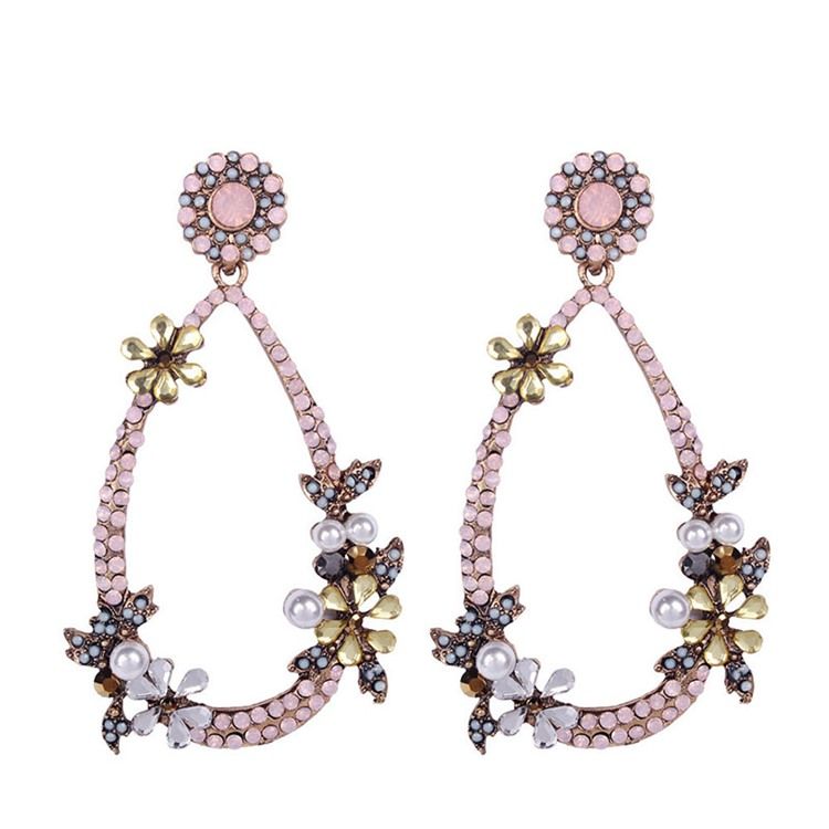 Boucles D'oreilles De Bal Avec Strass Floraux