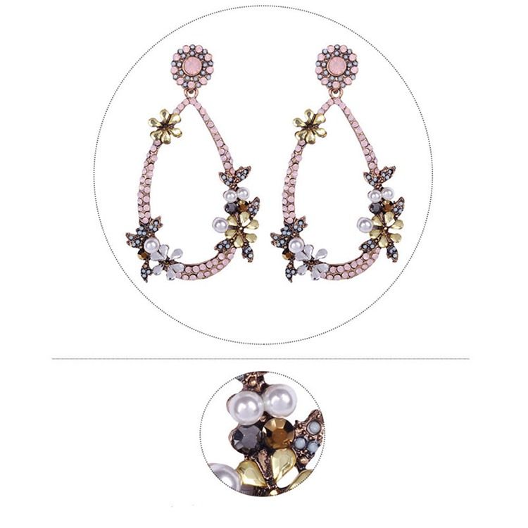 Boucles D'oreilles De Bal Avec Strass Floraux