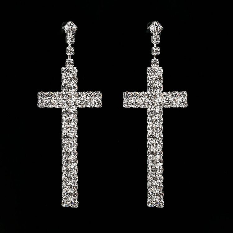 Boucles D'oreilles De Bal De Fin D'année Romantique Avec Strass Et Strass