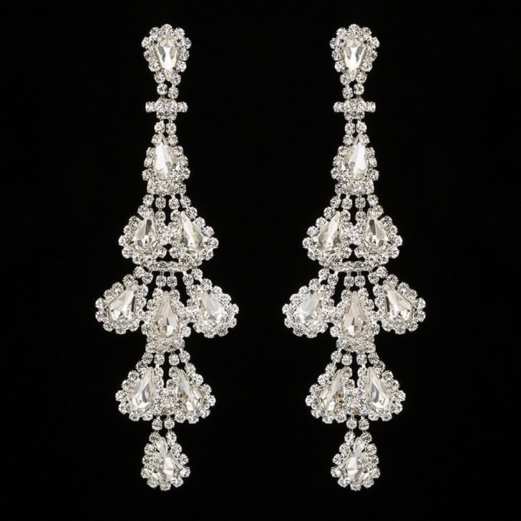 Boucles D'oreilles À Breloques En Strass Et Strass