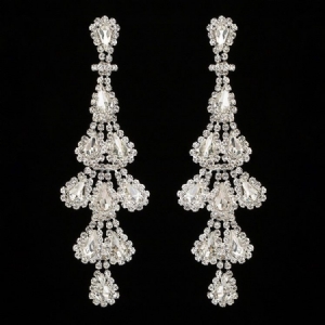 Boucles D'oreilles À Breloques En Strass Et Strass