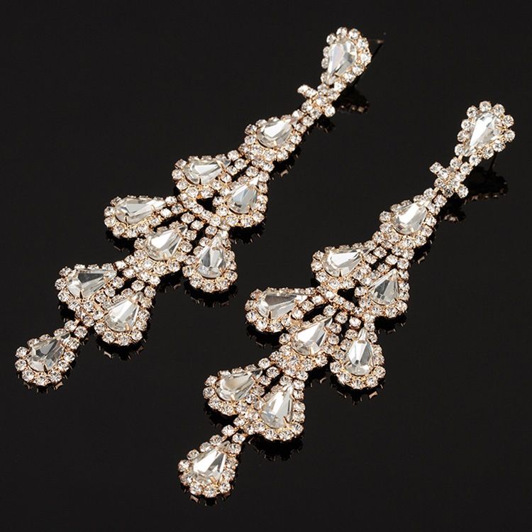 Boucles D'oreilles À Breloques En Strass Et Strass