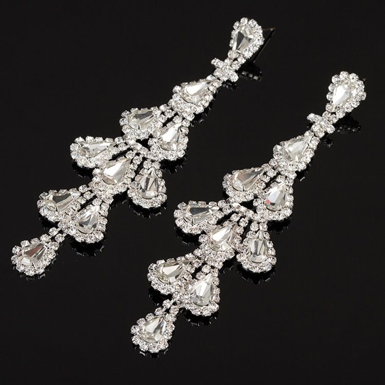 Boucles D'oreilles À Breloques En Strass Et Strass