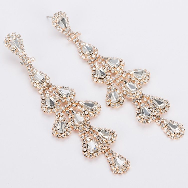 Boucles D'oreilles À Breloques En Strass Et Strass