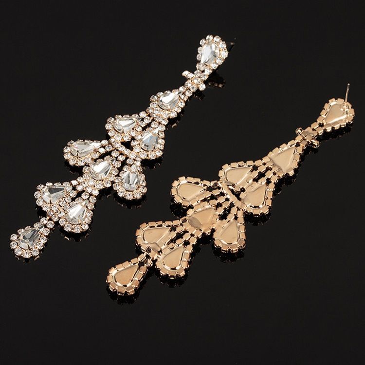 Boucles D'oreilles À Breloques En Strass Et Strass