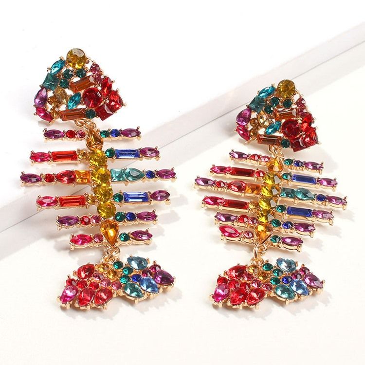 Boucles D'oreilles Brillantes En Strass De Poisson