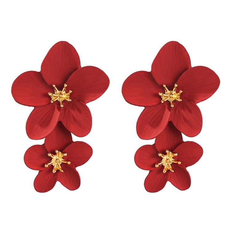 Boucles D'oreilles De Couleur En Alliage De Fleurs