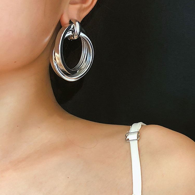 Boucles D'oreilles Créoles Unies À La Mode En Alliage