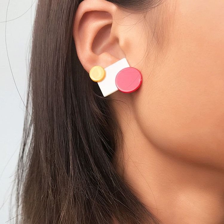 Boucles D'oreilles De Fête Pour Femmes À Blocs De Couleur