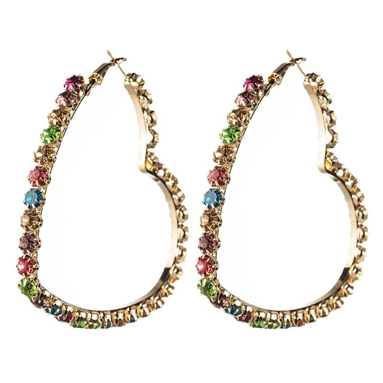 Boucles D'oreilles De Fête En Forme De Cœur En Diamant