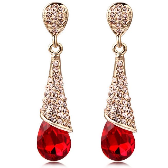 Boucles D'oreilles Gouttes D'eau Longues Avec Strass