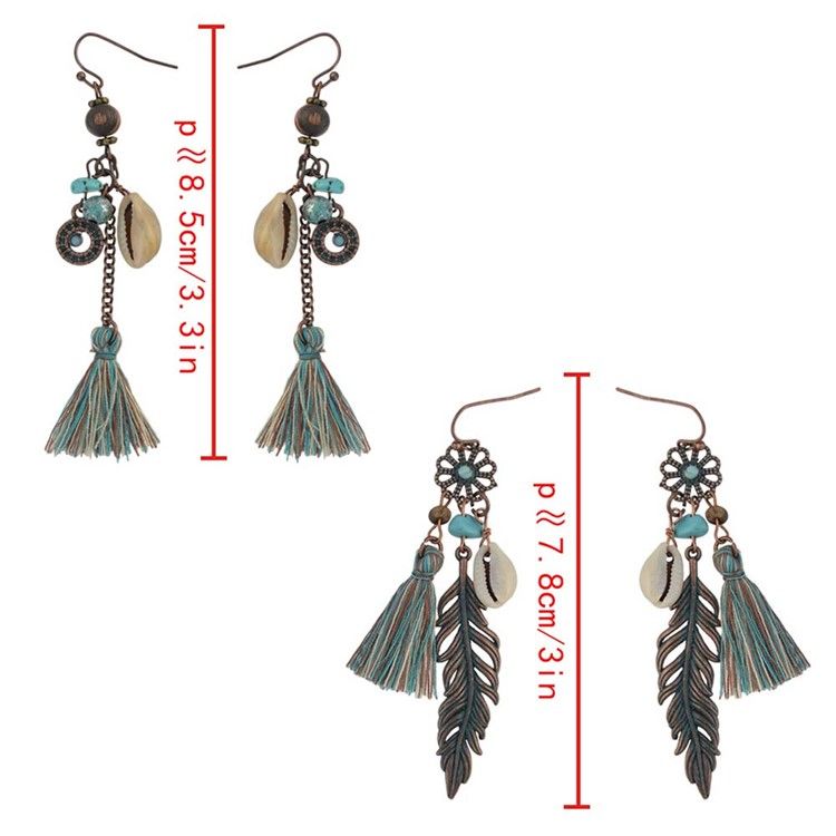 Boucles D'oreilles Pendantes Coquillage Feuille