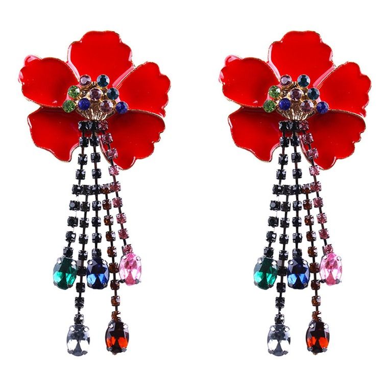 Boucles D'oreilles Pendantes À Paillettes De Fleurs