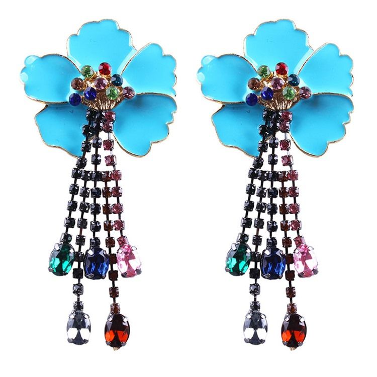 Boucles D'oreilles Pendantes À Paillettes De Fleurs