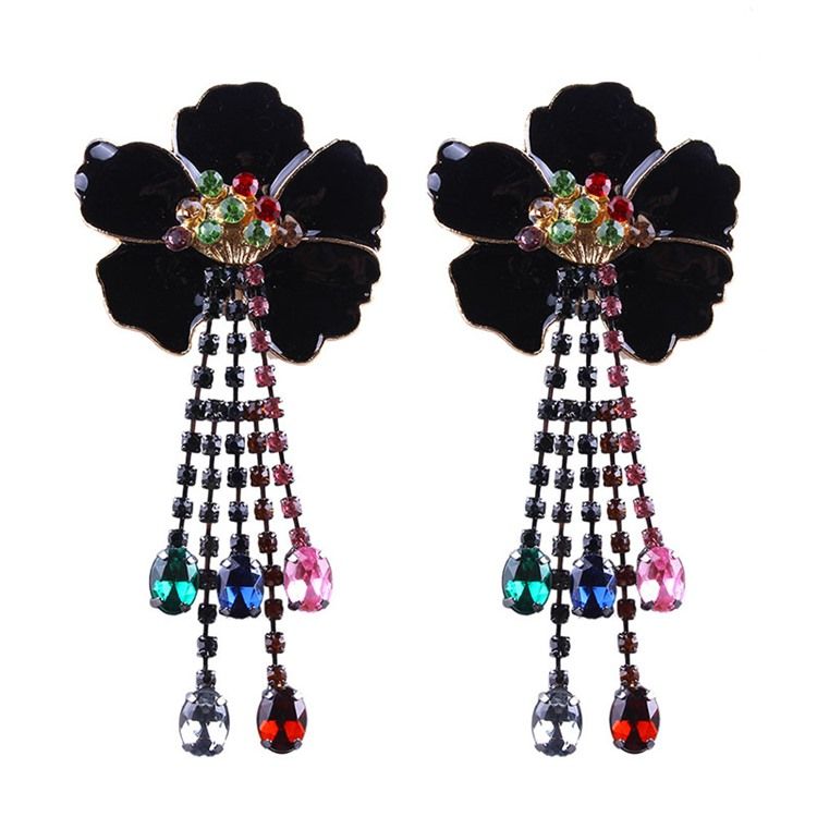 Boucles D'oreilles Pendantes À Paillettes De Fleurs