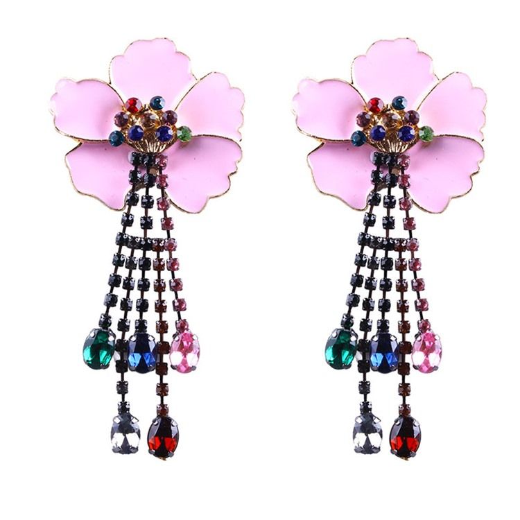 Boucles D'oreilles Pendantes À Paillettes De Fleurs