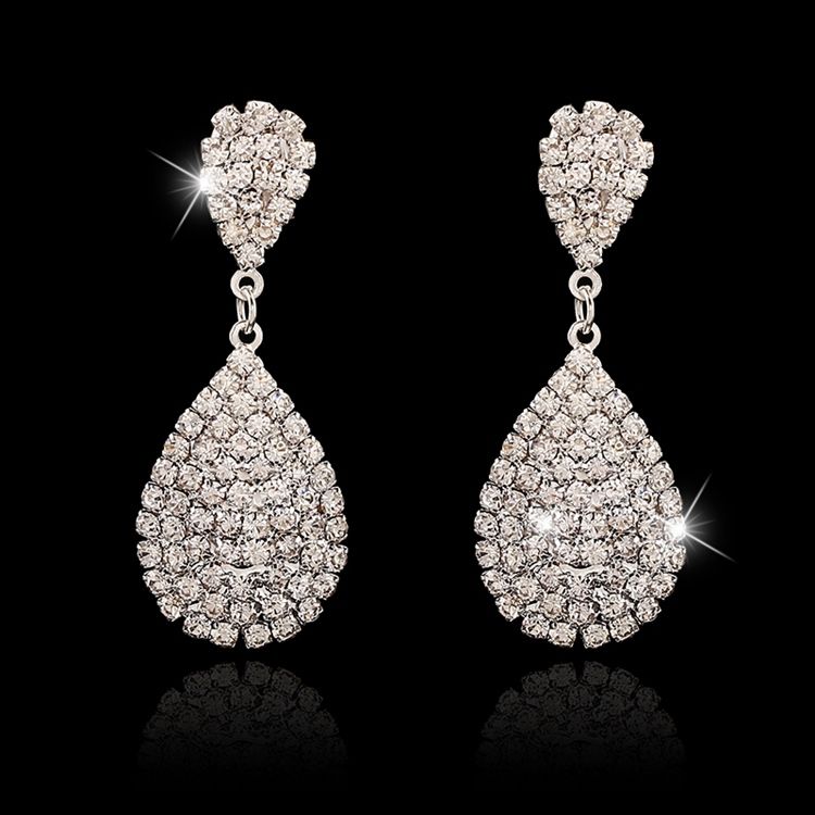 Boucles D'oreilles En Strass Goutte D'eau