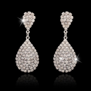 Boucles D'oreilles En Strass Goutte D'eau