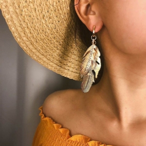 Boucles D'oreilles Style Plume En Alliage