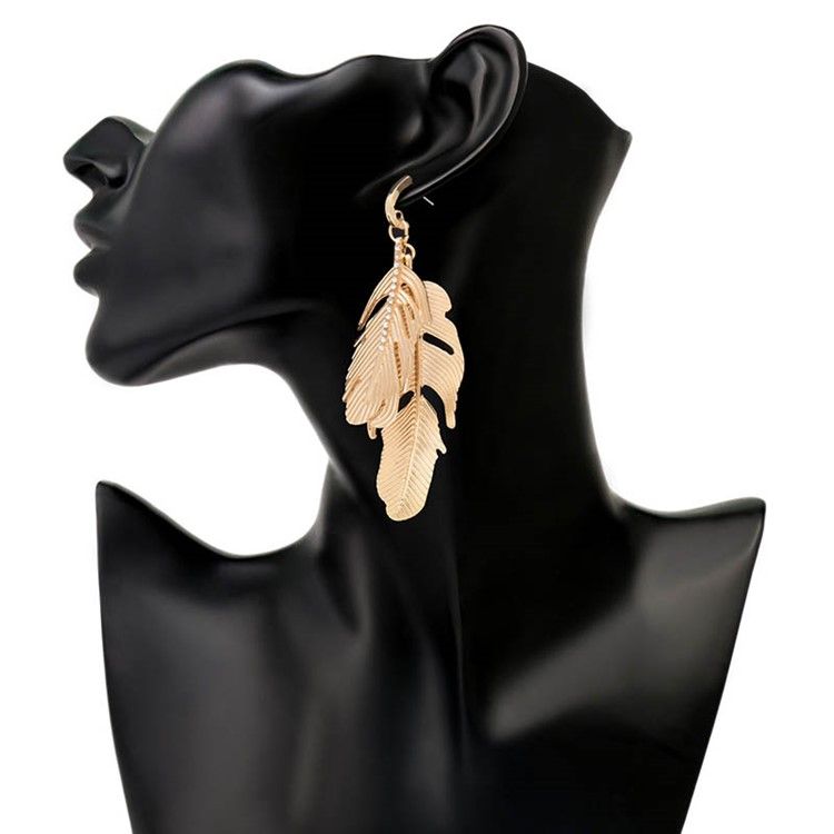 Boucles D'oreilles Style Plume En Alliage