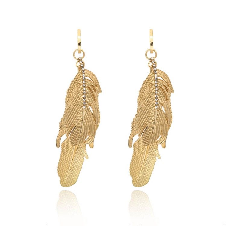 Boucles D'oreilles Style Plume En Alliage