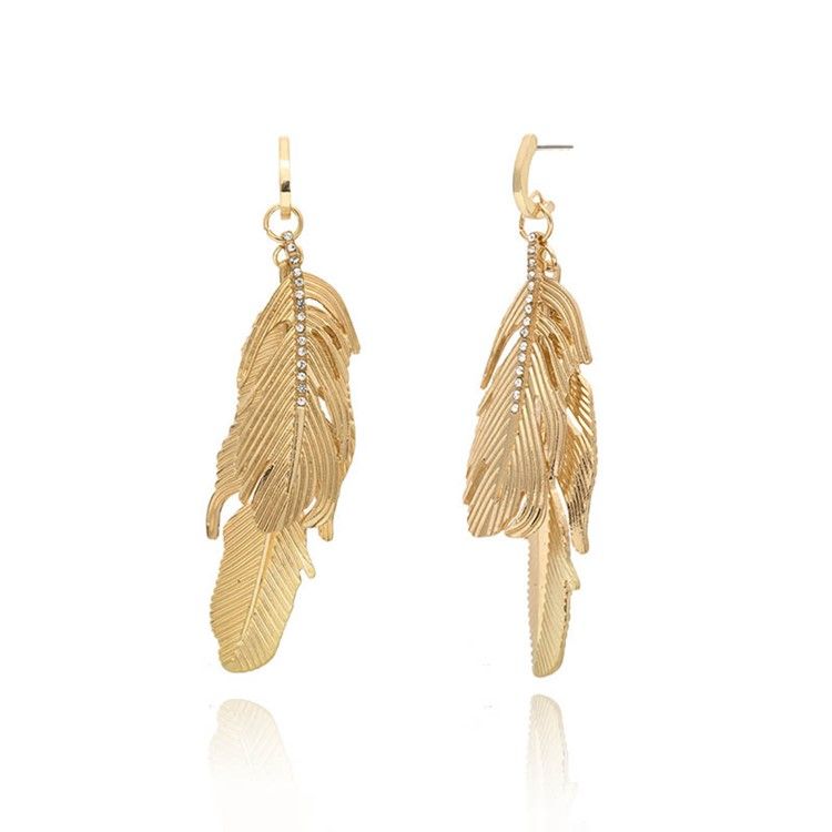 Boucles D'oreilles Style Plume En Alliage