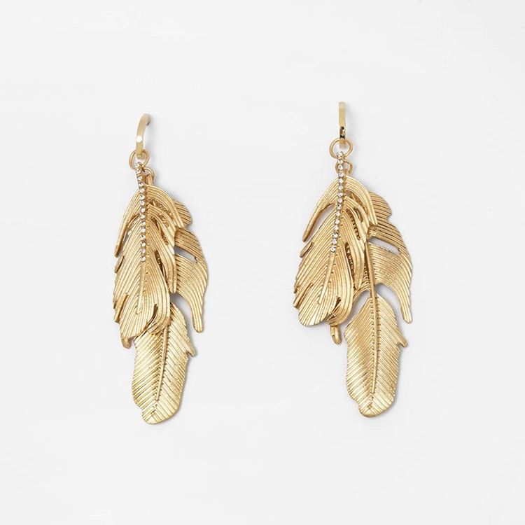 Boucles D'oreilles Style Plume En Alliage